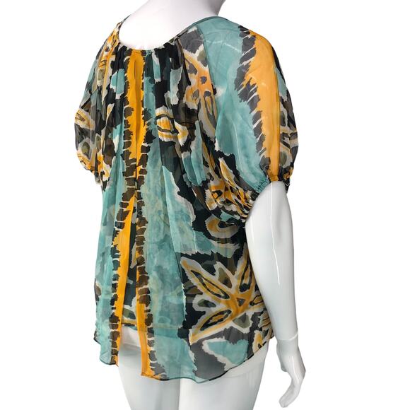 Diane Von Furstenberg DVF Womens Size 8 Merrill Blouse Abstract Silk Fully Lined - Picture 9 of 16